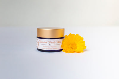 Botanical Beauty Balm, herbal face balm, restorative, nourishing facial skincare, 2 oz, gold lid
