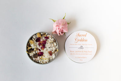 Sacred Goddess Herbal Bath Soak, therapeutic bath salts, floral, organic herbs